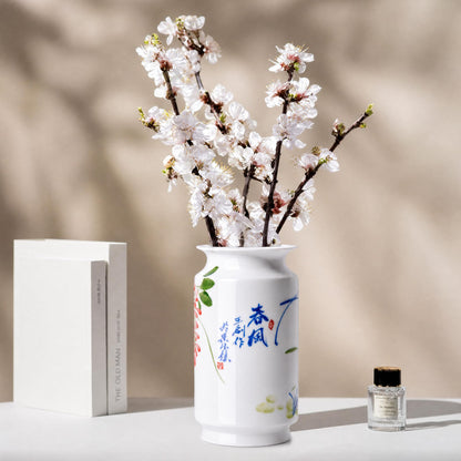 Blue and White Chinoiserie Vase, 8 or 9 Inch
