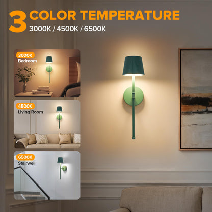 Blue Cordless Rechargeable Wall Sconces, Set of 2