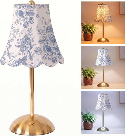 Blue Floral Cordless Table Lamp