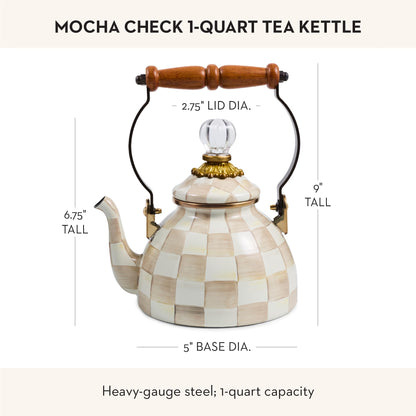 MacKenzie-Childs Enamel Tea Kettle, Royal Check