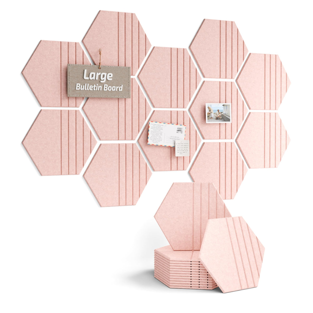 Blue Hexagon Felt Pin Board Tiles, 12 Pack