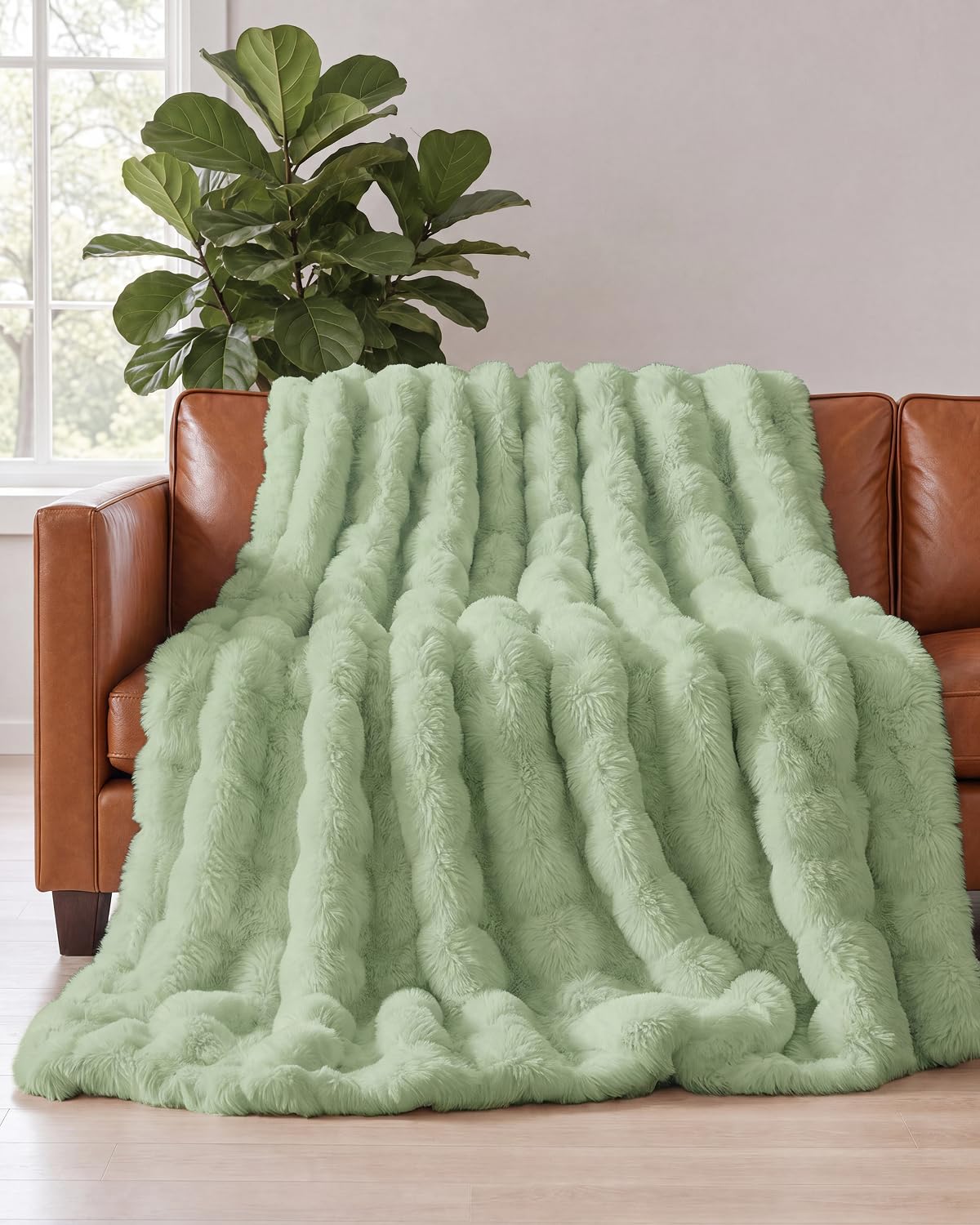 Faux Fur Bubble Throw Blanket, 50 x 60 Inch