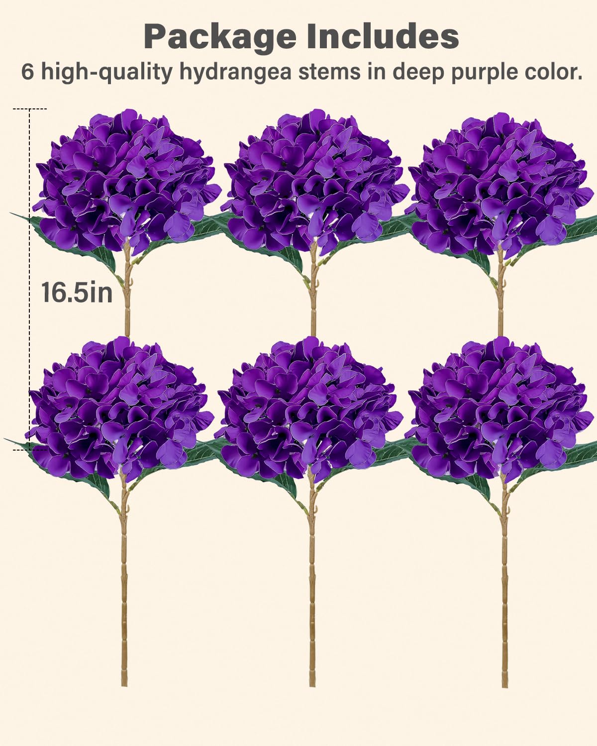 Blue Hydrangea Faux Flowers, 6 Stems