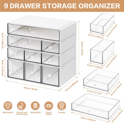 Blue 9-Drawer Desktop Storage Organizer