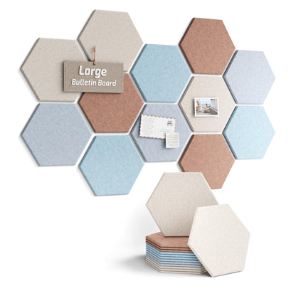 Blue Hexagon Felt Pin Board Tiles, 12 Pack