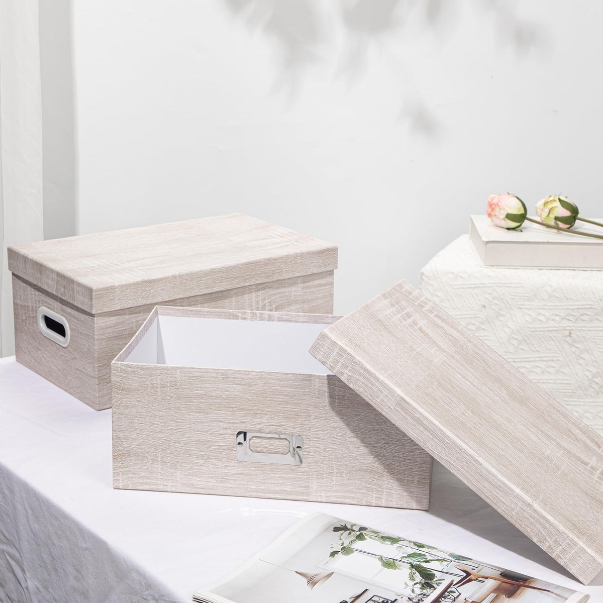 Blue and White Floral Nested Storage Boxes