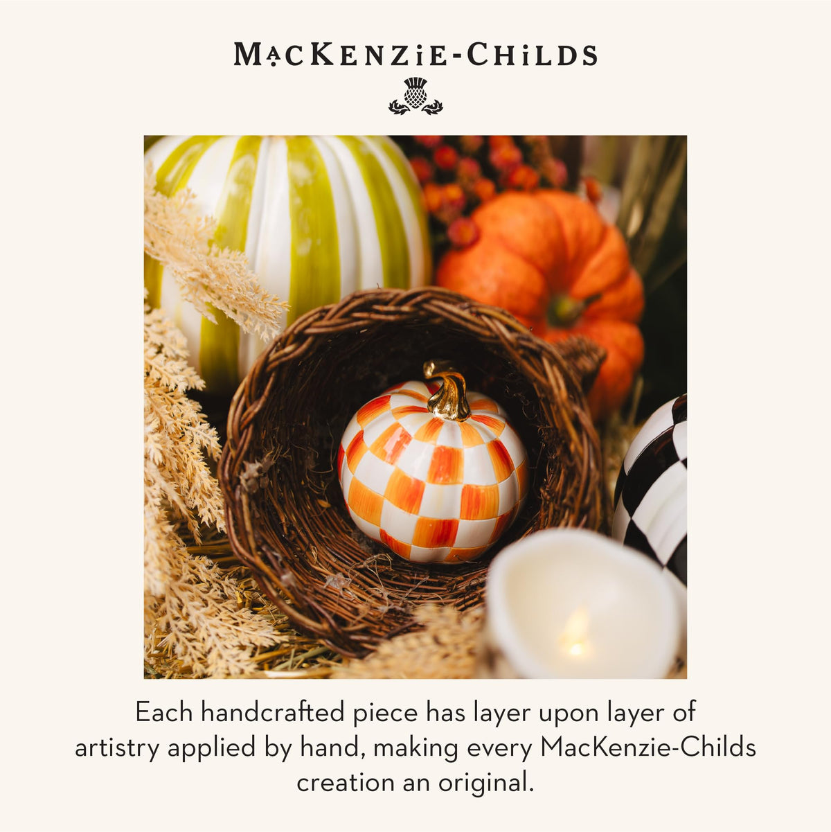MacKenzie-Childs Resin Pumpkin, Royal Check