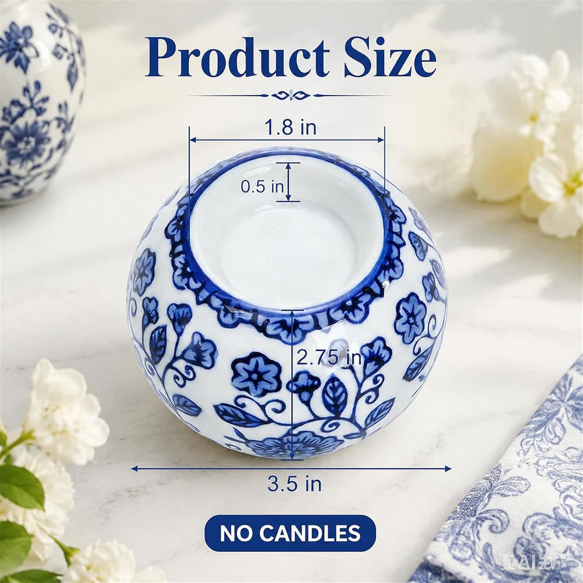 Blue and White Chinoiserie Tealight Holders, Set of 4