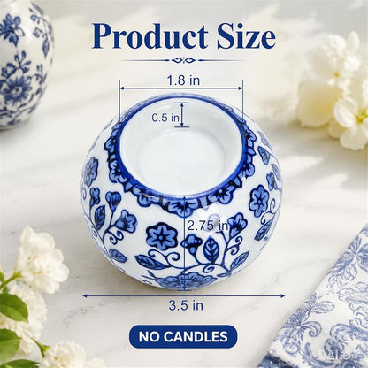 Blue and White Chinoiserie Tealight Holders, Set of 4