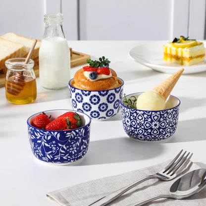 Floral Ceramic Ramekins, Set of 6