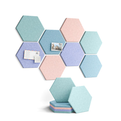 Blue Hexagon Felt Pin Board Tiles, 12 Pack