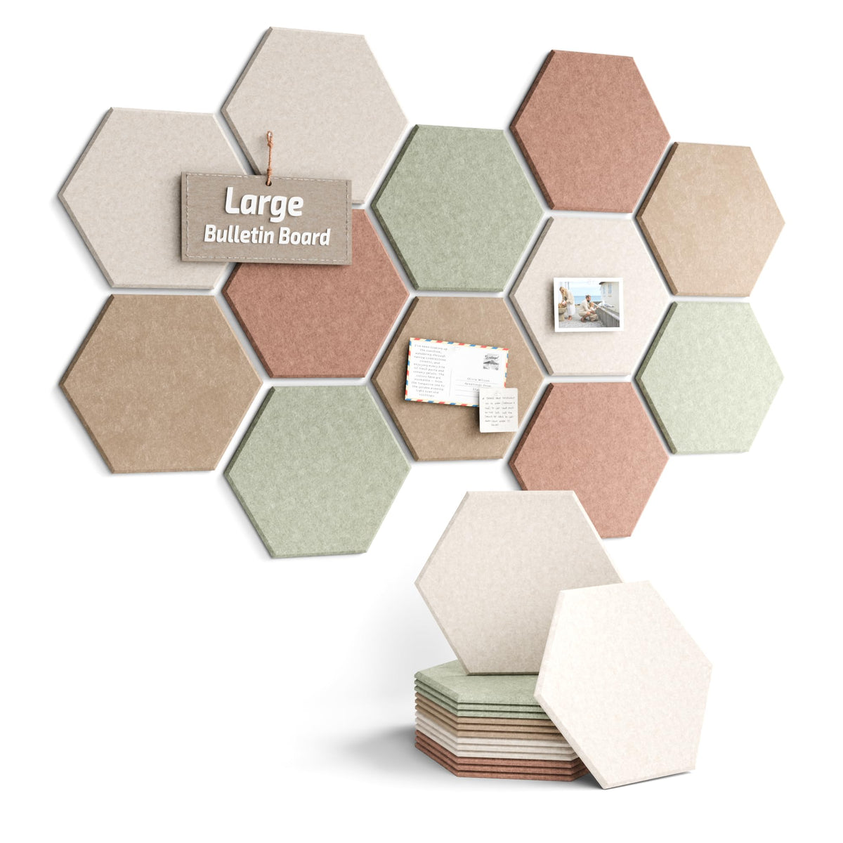 Blue Hexagon Felt Pin Board Tiles, 12 Pack
