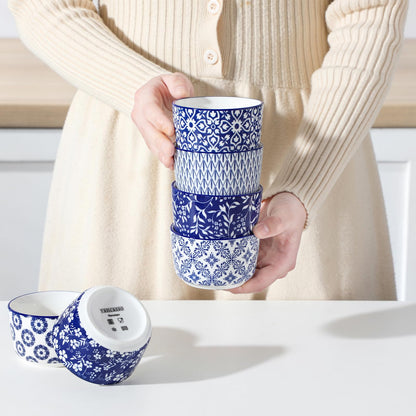 Floral Ceramic Ramekins, Set of 6