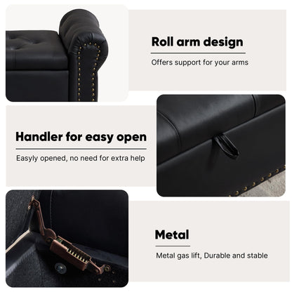 Navy Velvet Tufted Storage Bench