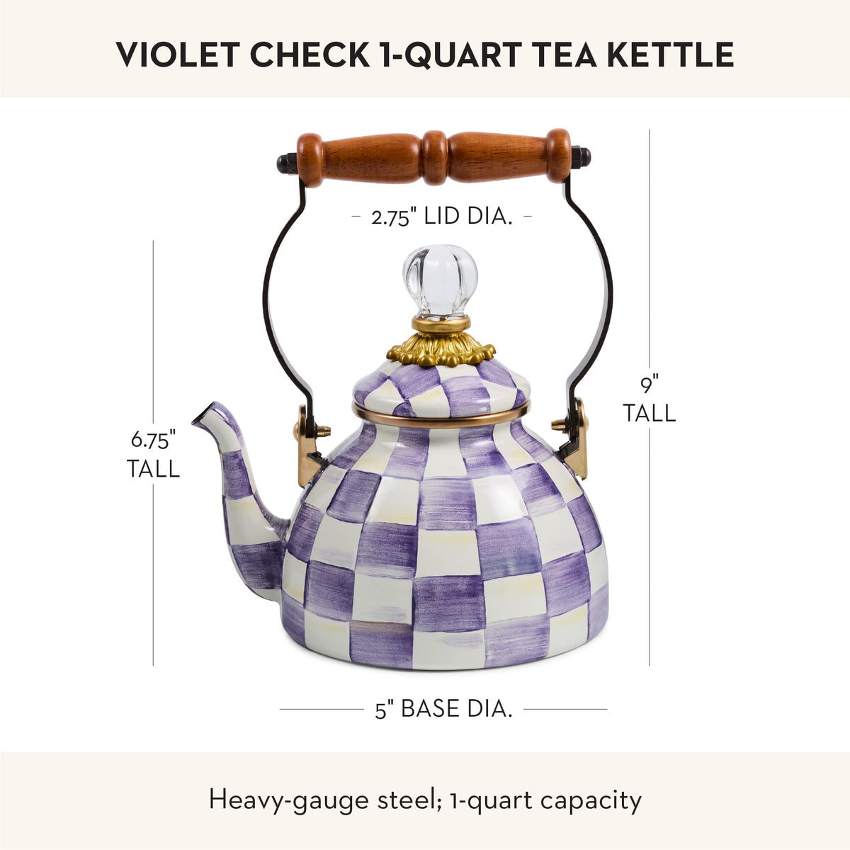 MacKenzie-Childs Enamel Tea Kettle, Royal Check