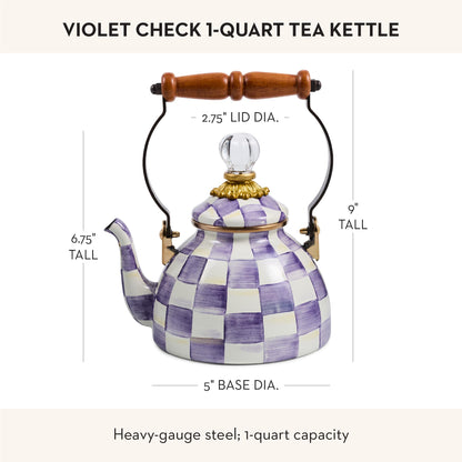 MacKenzie-Childs Enamel Tea Kettle, Royal Check