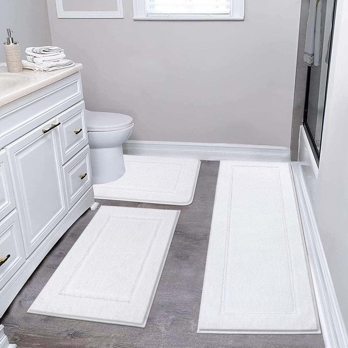 Shaggy Microfiber Bath Rug Set, 3 Piece
