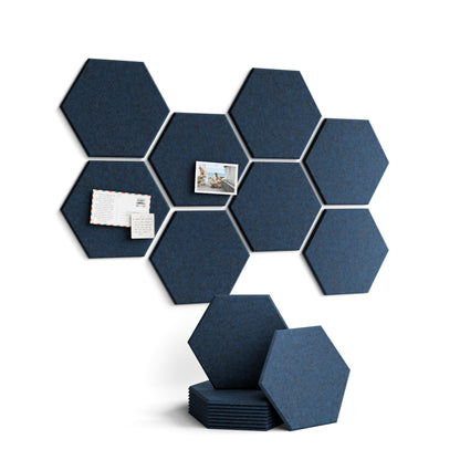 Blue Hexagon Felt Pin Board Tiles, 12 Pack