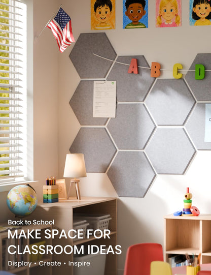 Blue Hexagon Felt Pin Board Tiles, 12 Pack