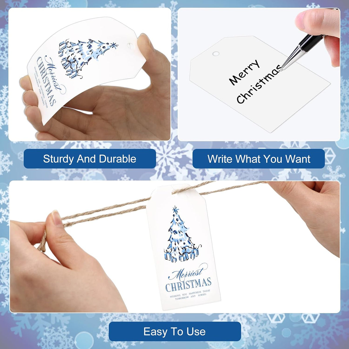 Blue Nutcracker Christmas Gift Tags, 90 Pieces