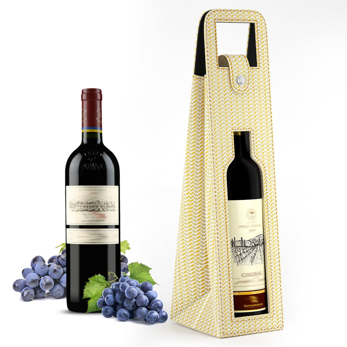 Blue Leather Wine Gift Bag