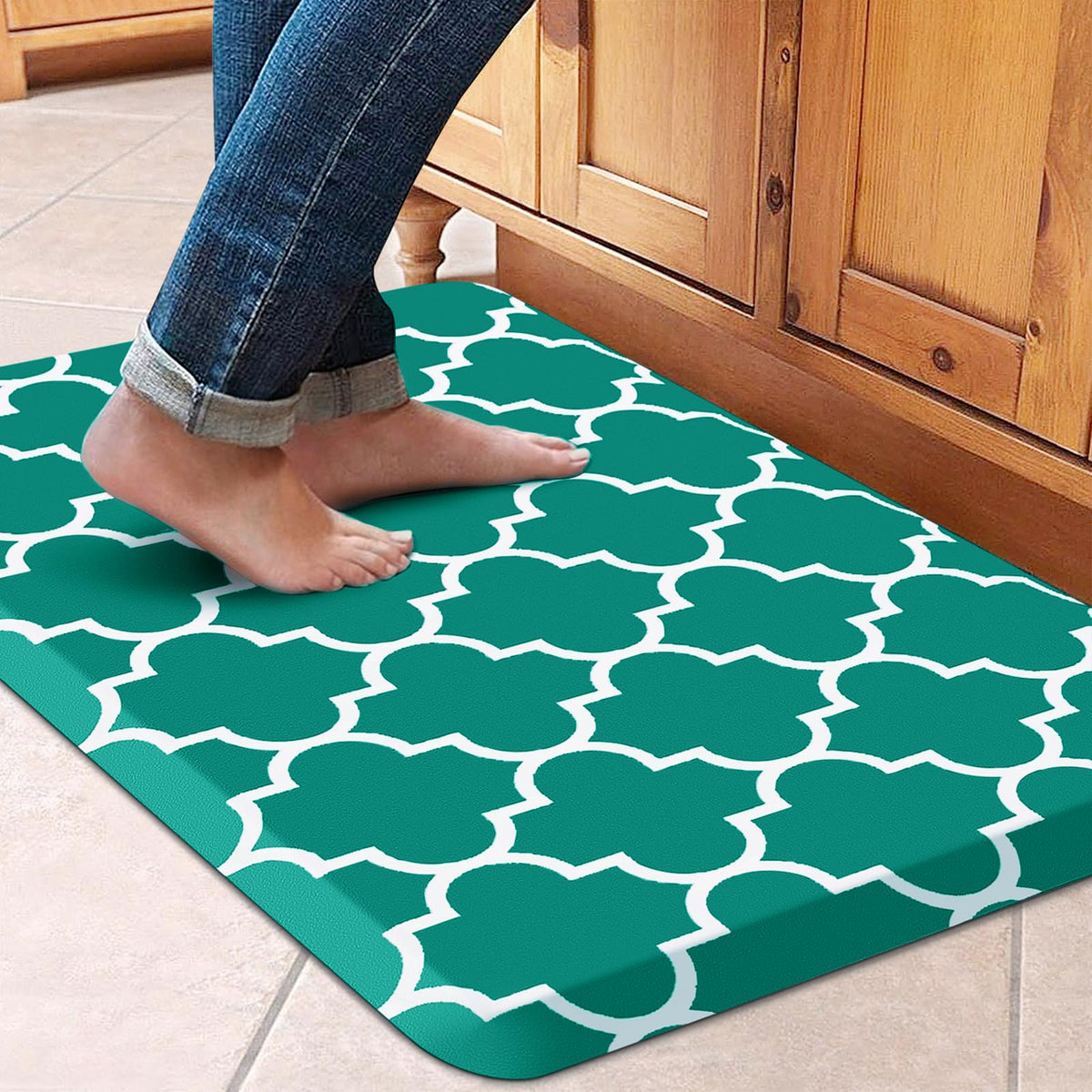 Blue Cushioned Anti-Fatigue Kitchen Mat
