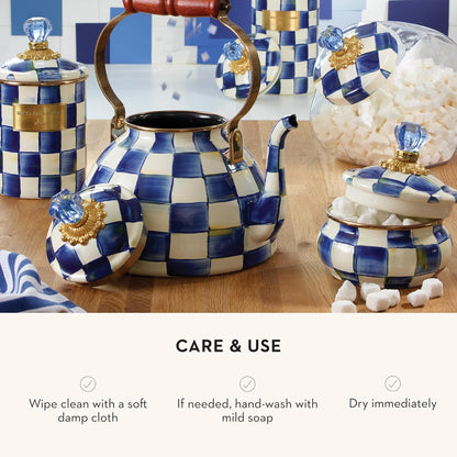 MacKenzie-Childs Enamel Squashed Pot, Royal Check