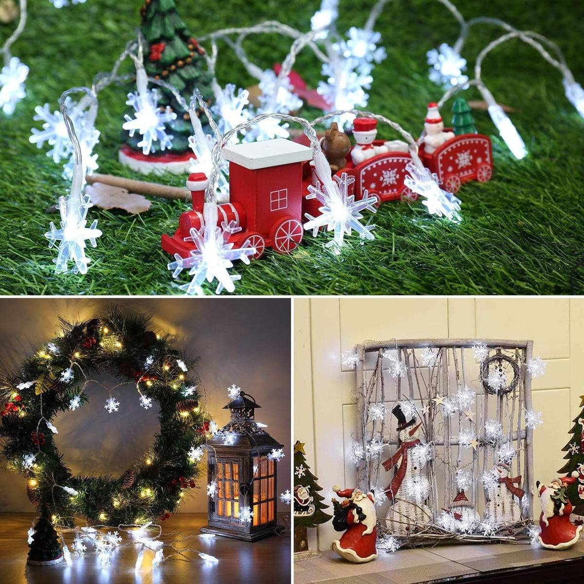 Blue Snowflake String Lights, 20 ft