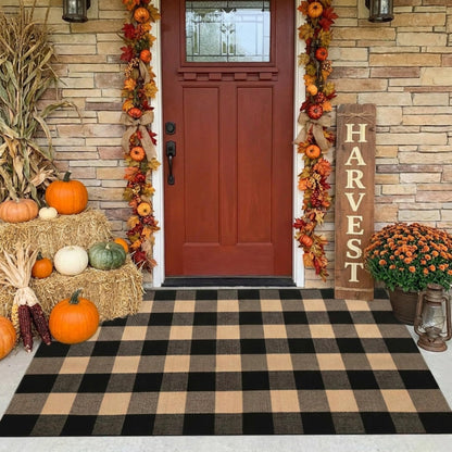 SEEKSEE Blue Buffalo Plaid Porch Rug, 27.5x43