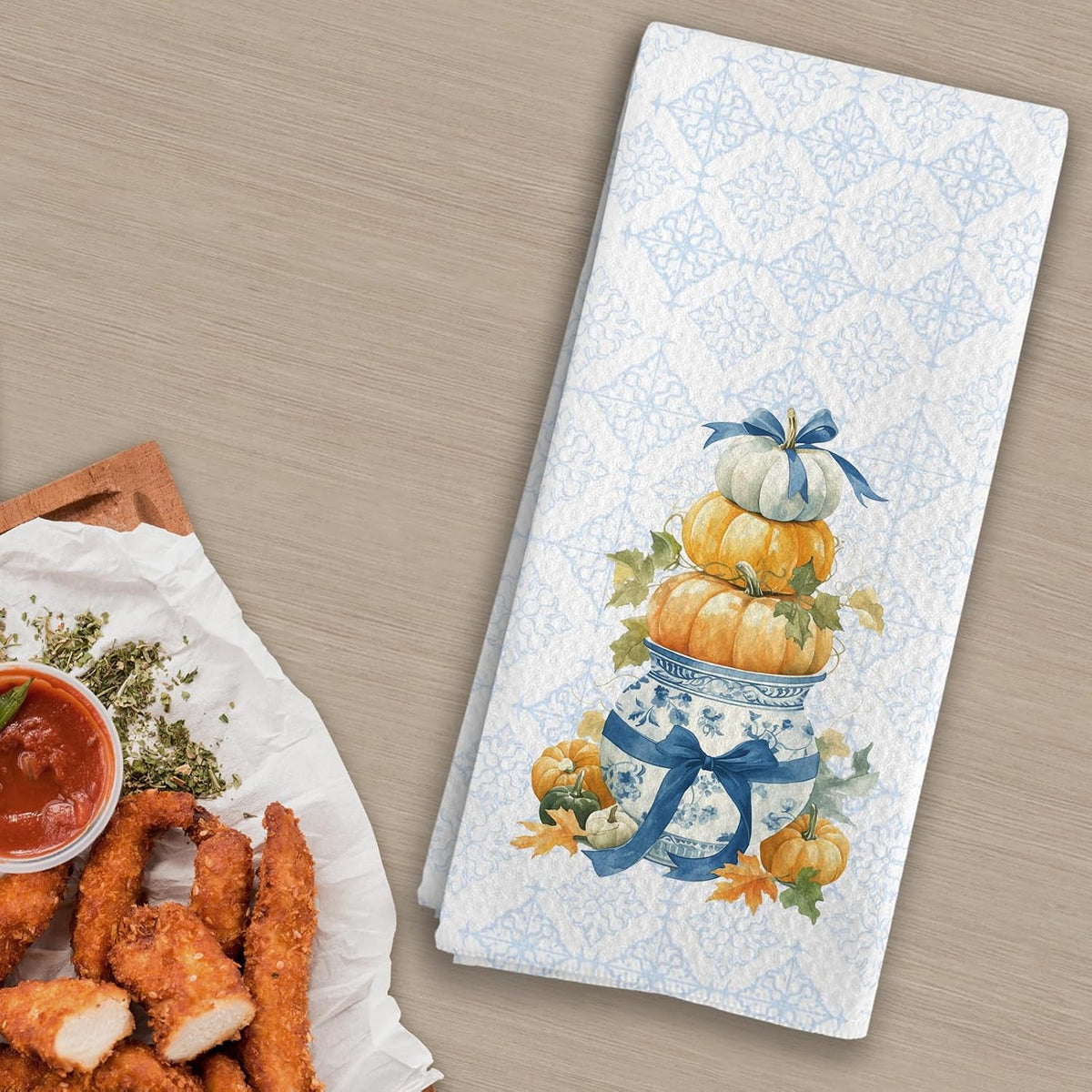 Chinoiserie Waffle Kitchen Towels, 16 x 24 Inch