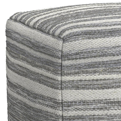 Simpli Home Cowan Blue Wool Square Pouf