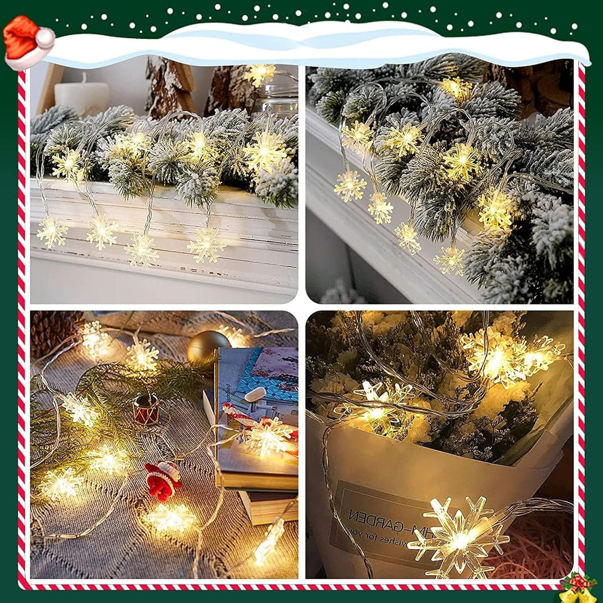 Blue Snowflake String Lights, 20 ft