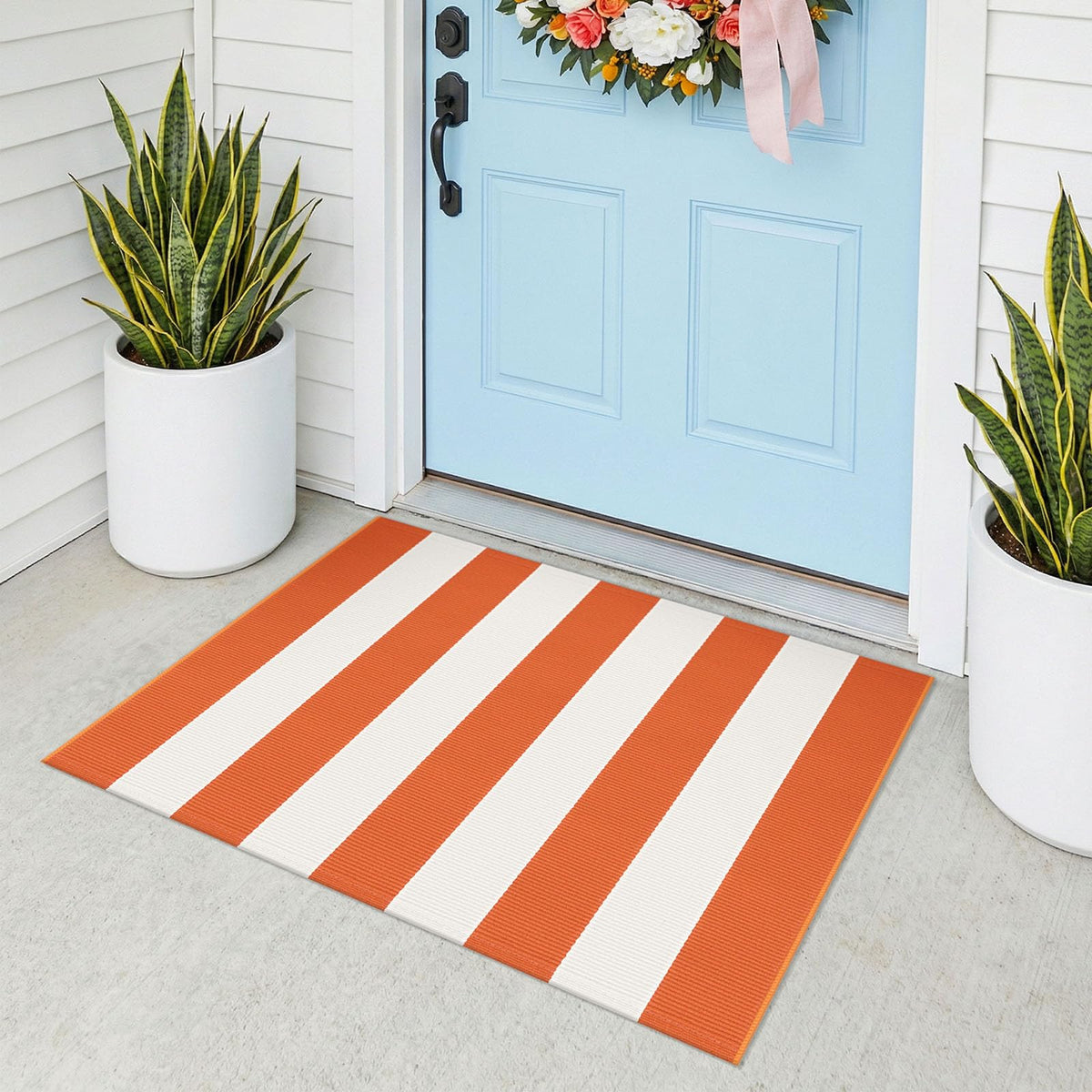 Navy and White Striped Cotton Rug, 28x43