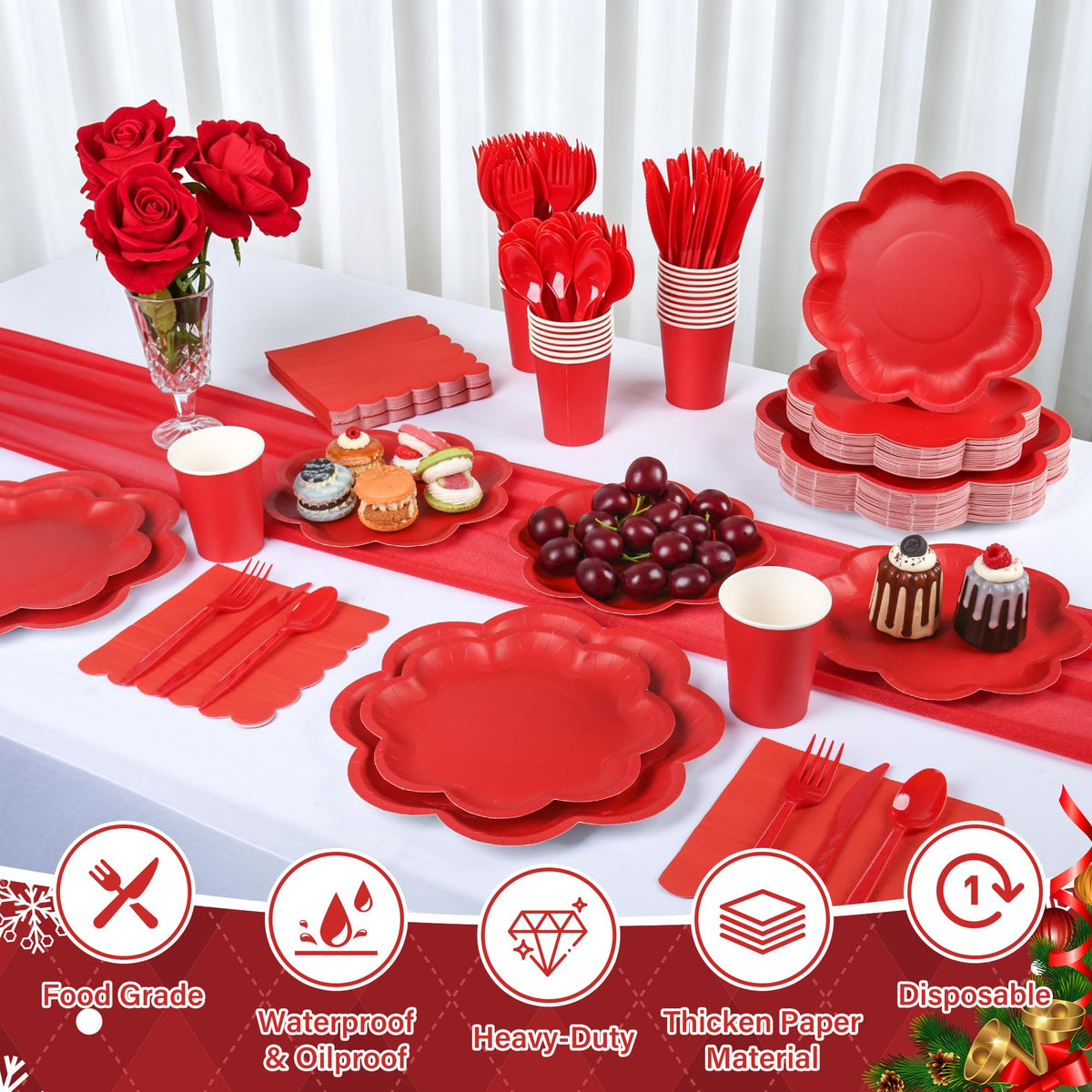 Blue and White Paper Tableware Set, Serves 50