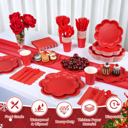 Blue and White Paper Tableware Set, Serves 50