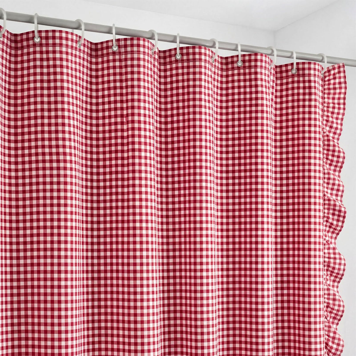 Ruffled Gingham Shower Curtain, 72 x 72