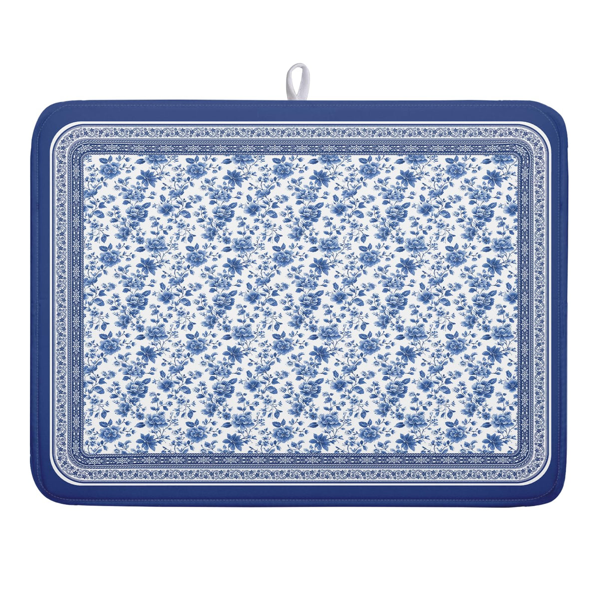 Blue Chinoiserie Floral Dish Drying Mat