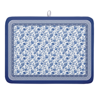 Blue Chinoiserie Floral Dish Drying Mat