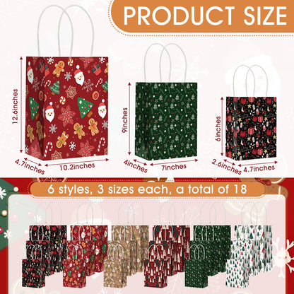 Blue Toile Christmas Kraft Gift Bags, Set of 18