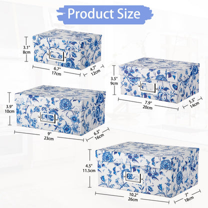 Blue and White Floral Nested Storage Boxes