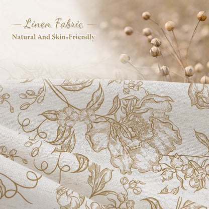 Blue Floral Linen Blend Shower Curtain