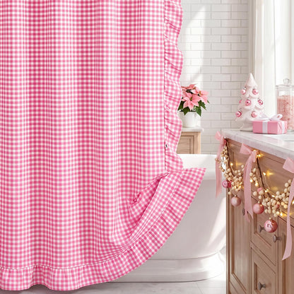 Ruffled Gingham Shower Curtain, 72 x 72