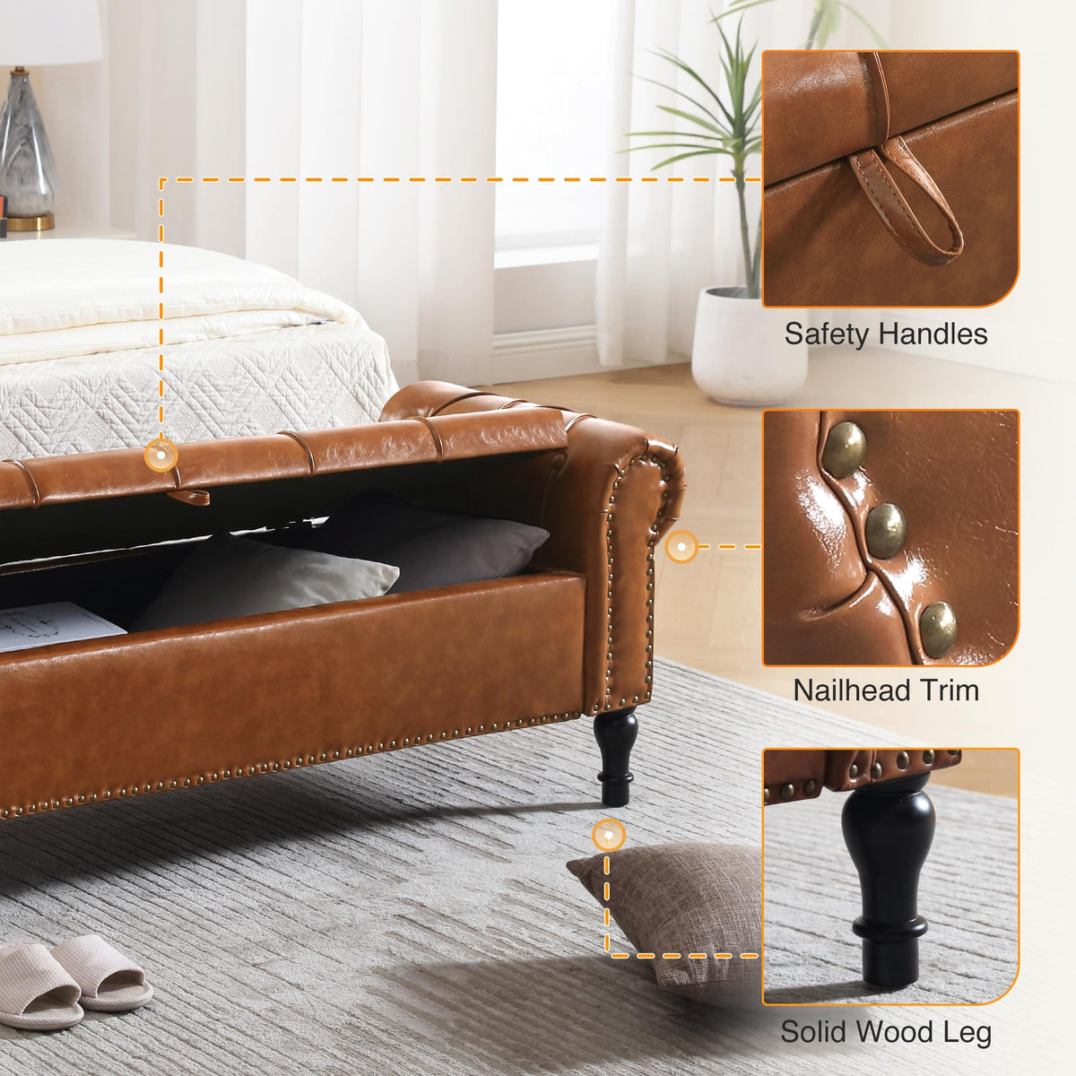 Navy Velvet Tufted Storage Bench