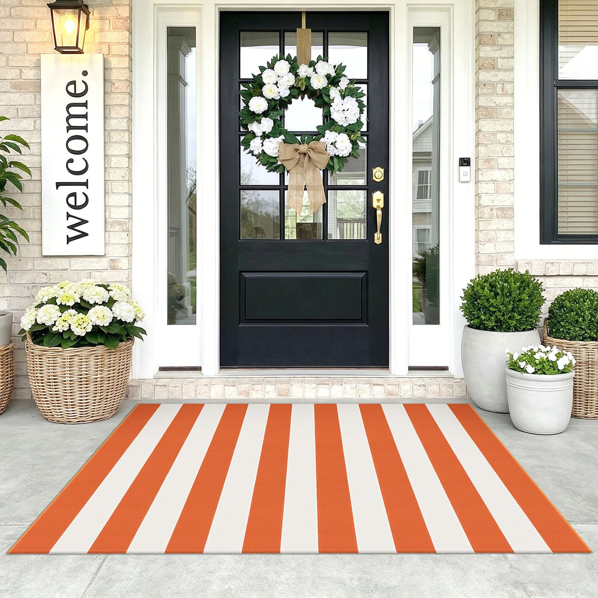 Navy and White Striped Cotton Rug, 28x43