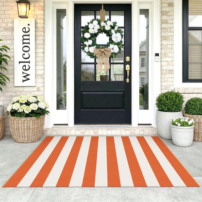 Navy and White Striped Cotton Rug, 28x43
