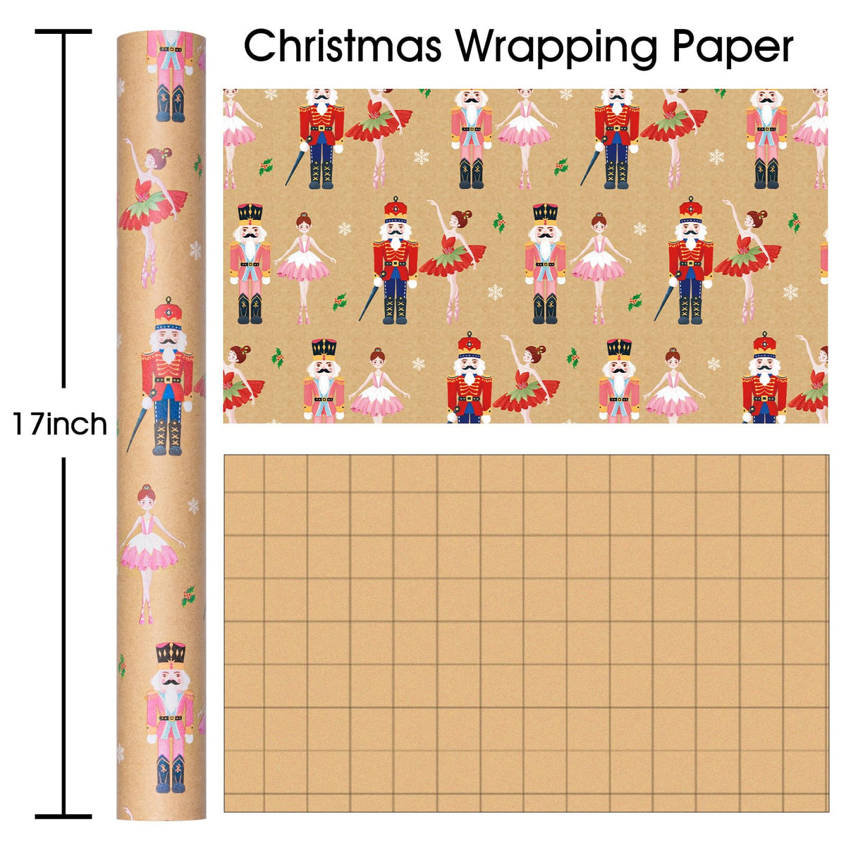 Blue Nutcracker Christmas Wrapping Paper, 32.8 Ft
