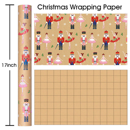 Blue Nutcracker Christmas Wrapping Paper, 32.8 Ft