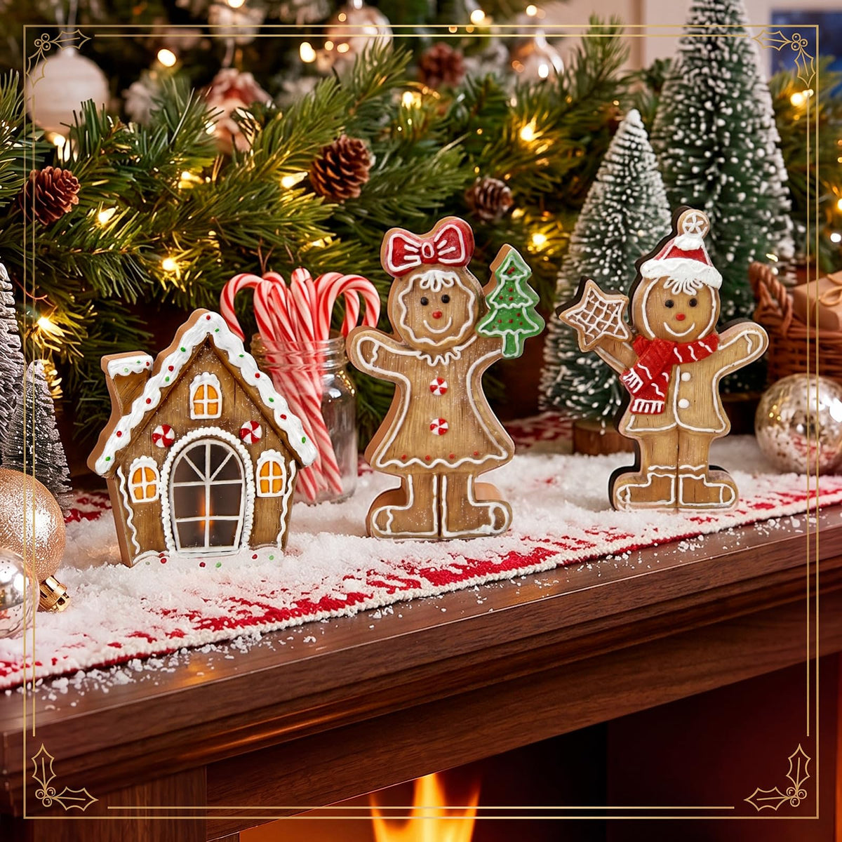 Chinoiserie Wooden Snowmen, Set of 3