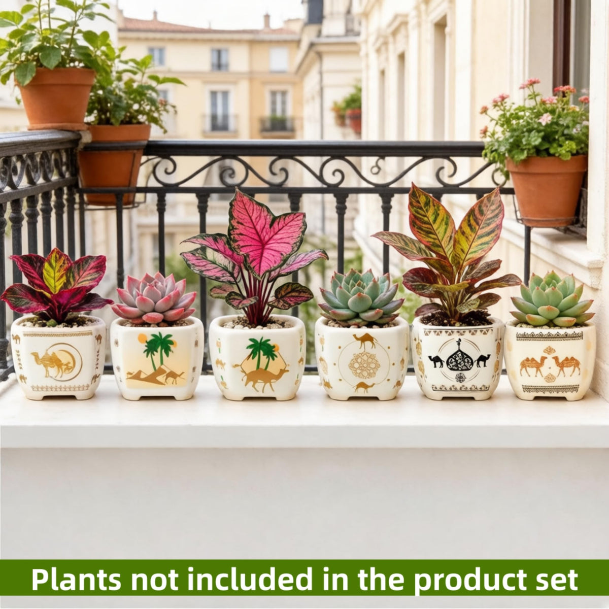 Blue and White Succulent Planters, Set of 6