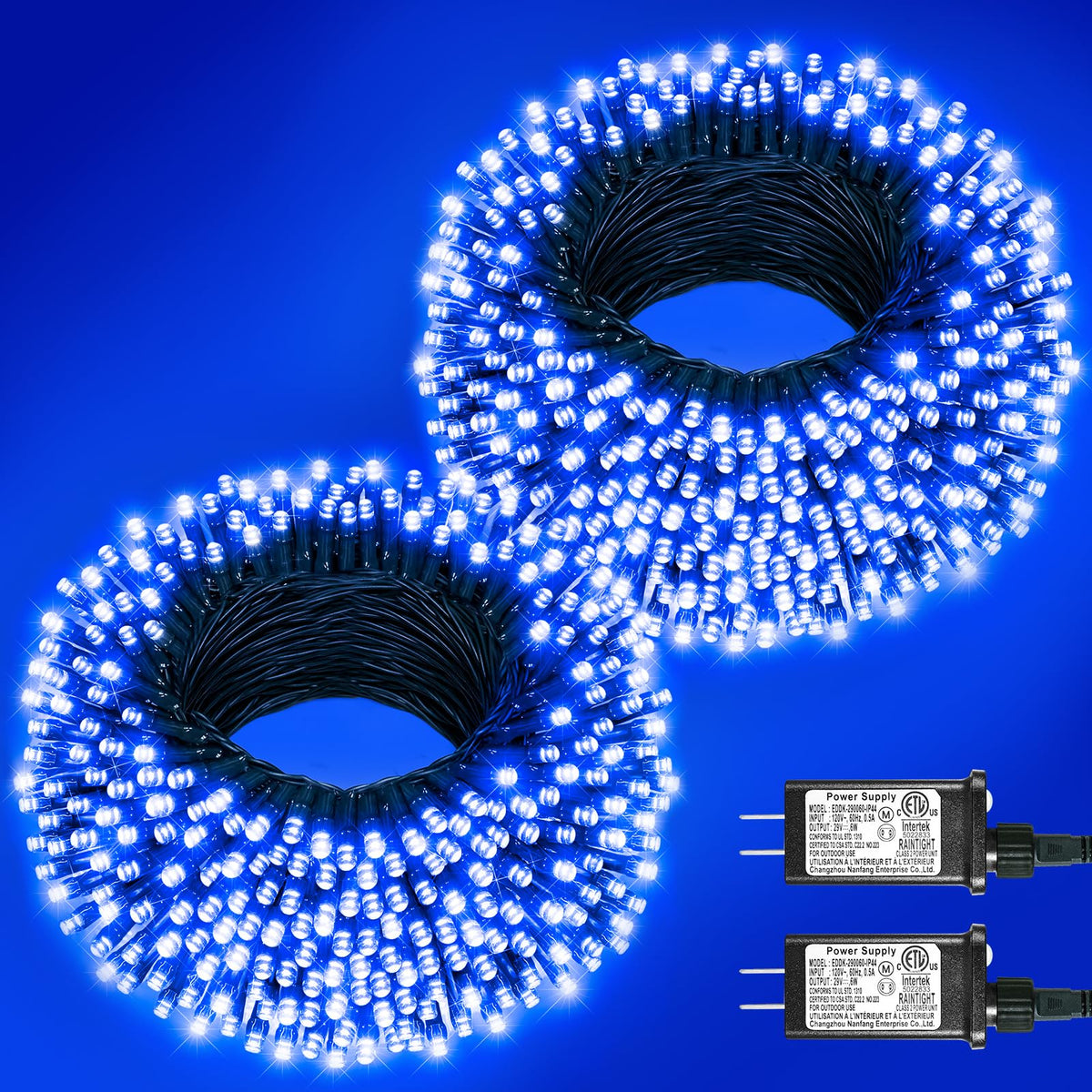 Blue and White Christmas Lights, 100 ft